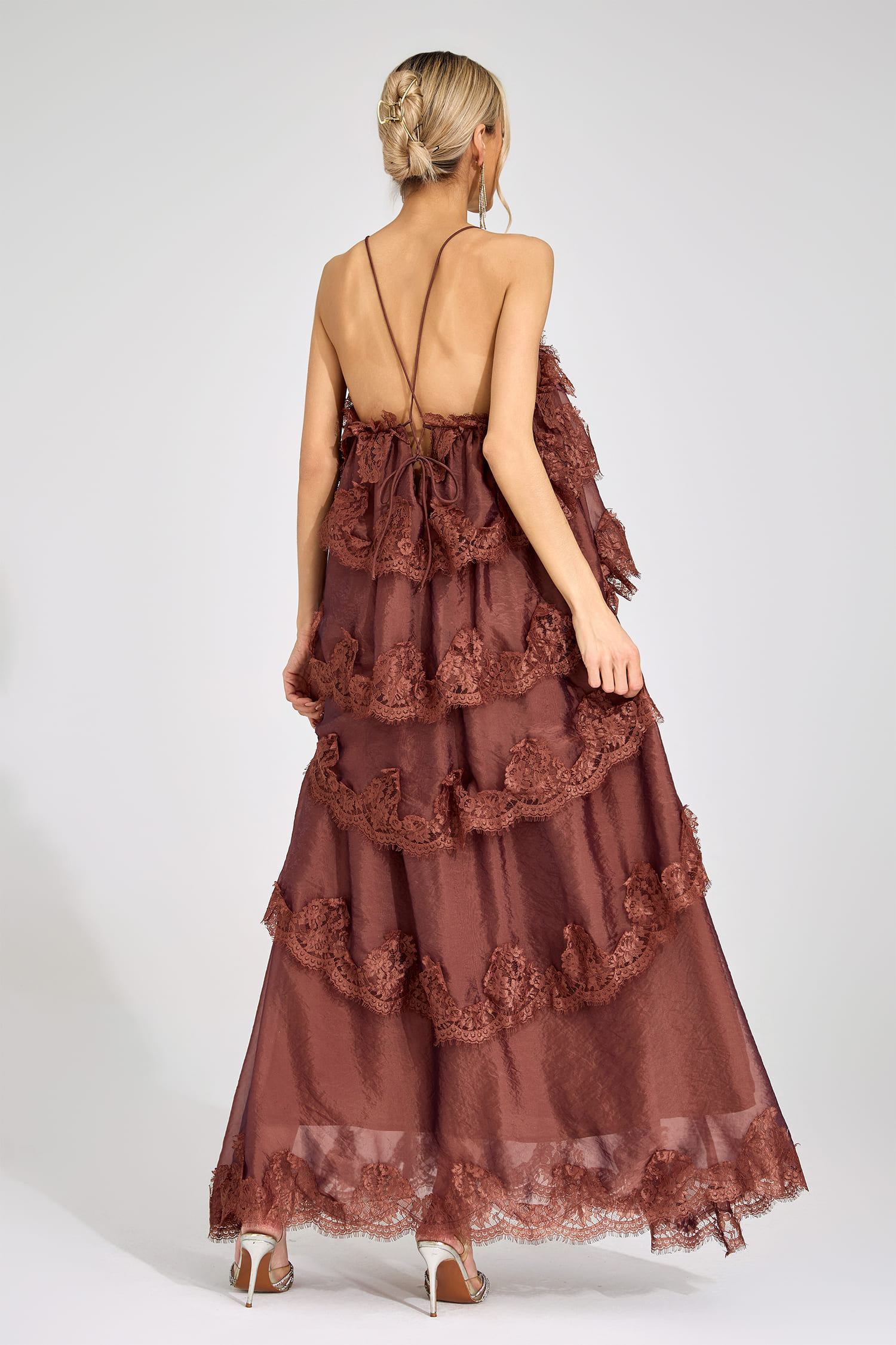 Edge Russet Lace Maxi Dress