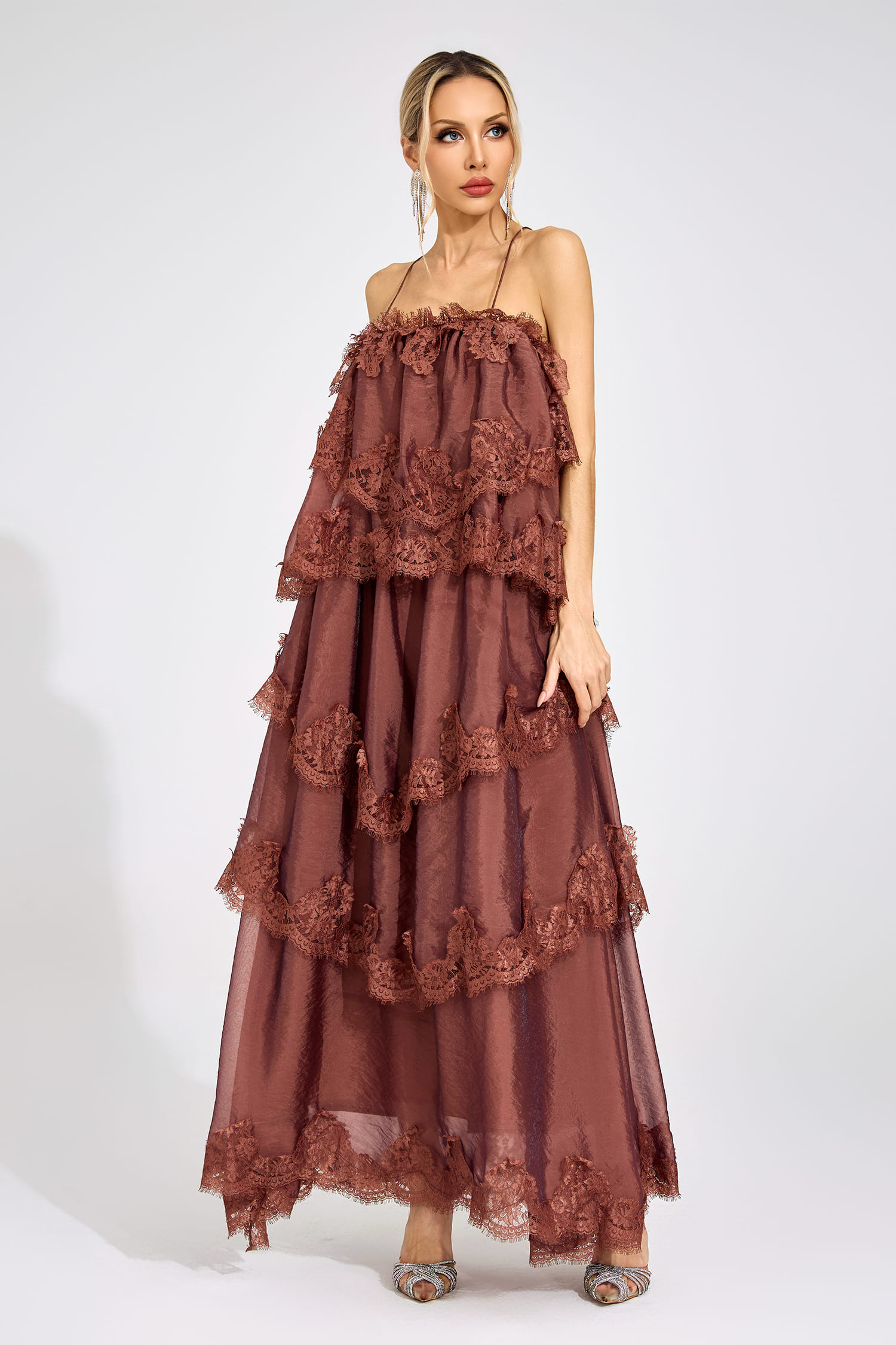 Edge Russet Lace Maxi Dress