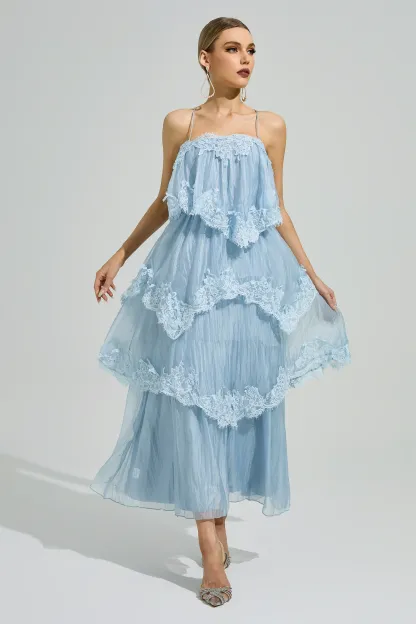 Edge Blue Lace Maxi Dress
