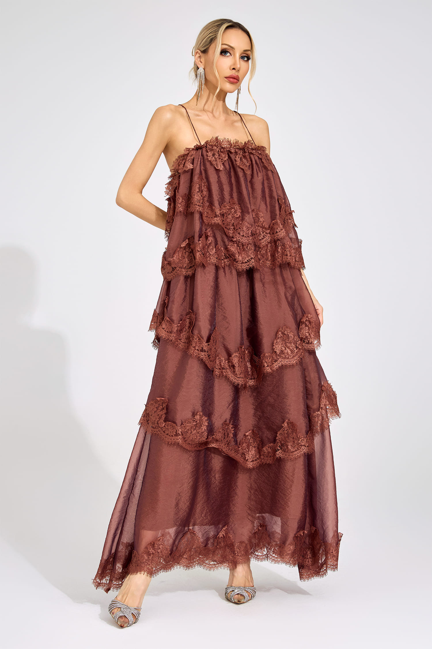 Edge Russet Lace Maxi Dress