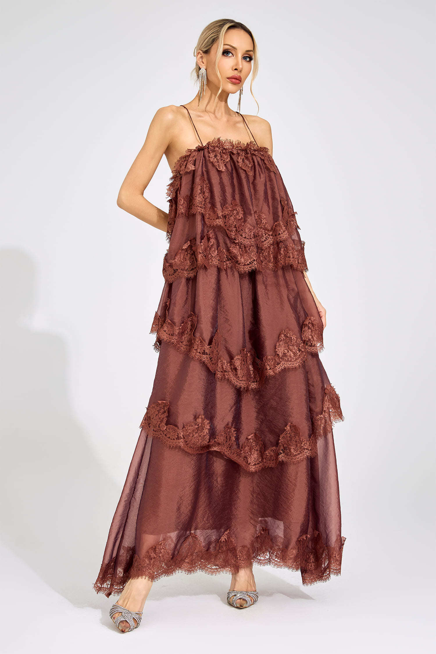 Edge Russet Lace Maxi Dress