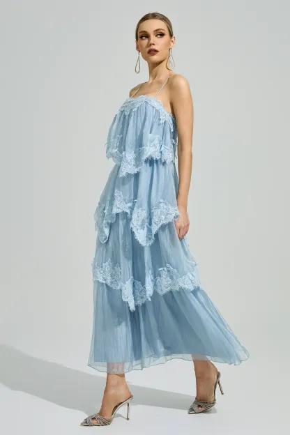 Edge Blue Lace Maxi Dress