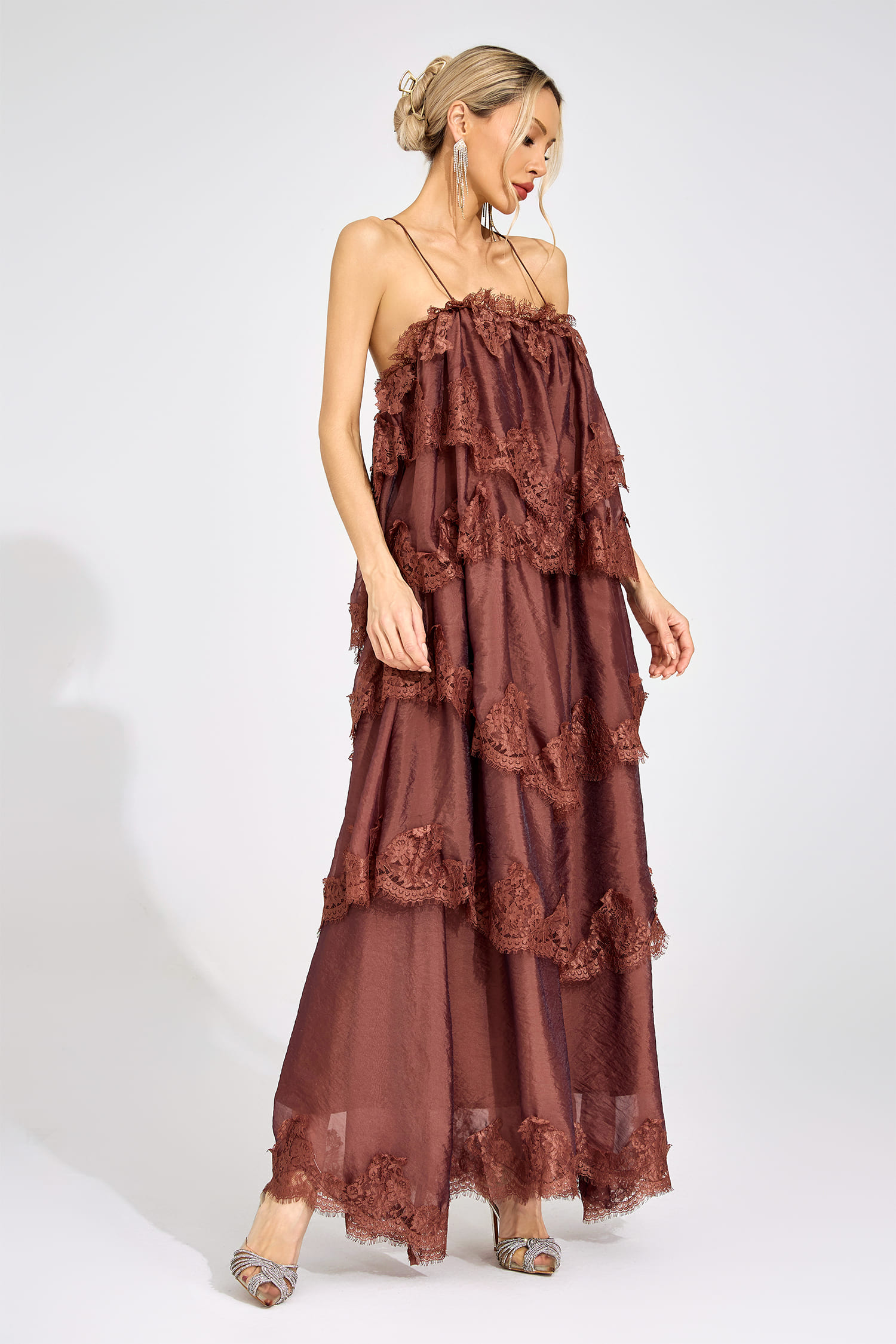 Edge Russet Lace Maxi Dress