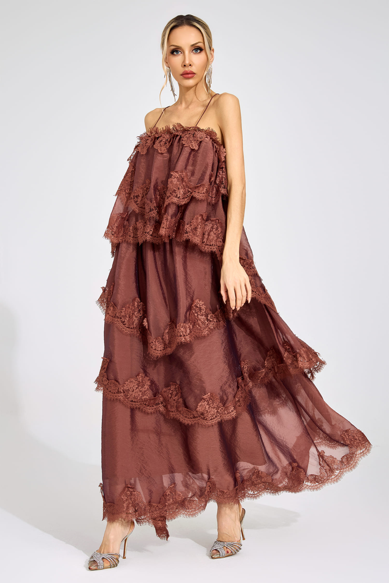 Edge Russet Lace Maxi Dress