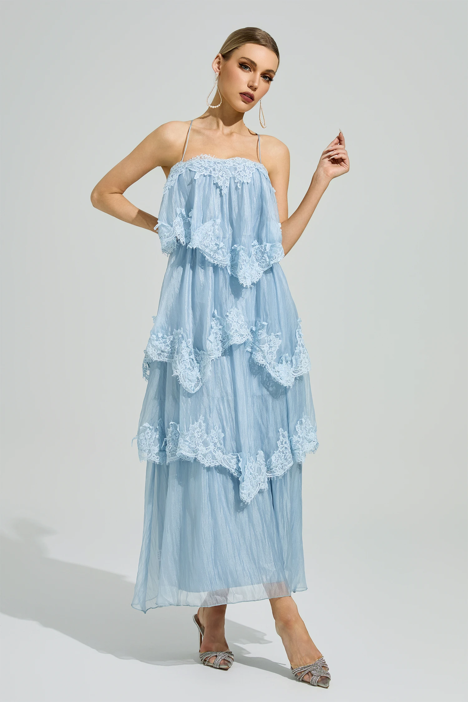 Edge Blue Lace Maxi Dress