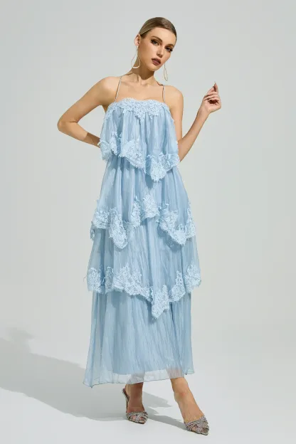 Edge Blue Lace Maxi Dress