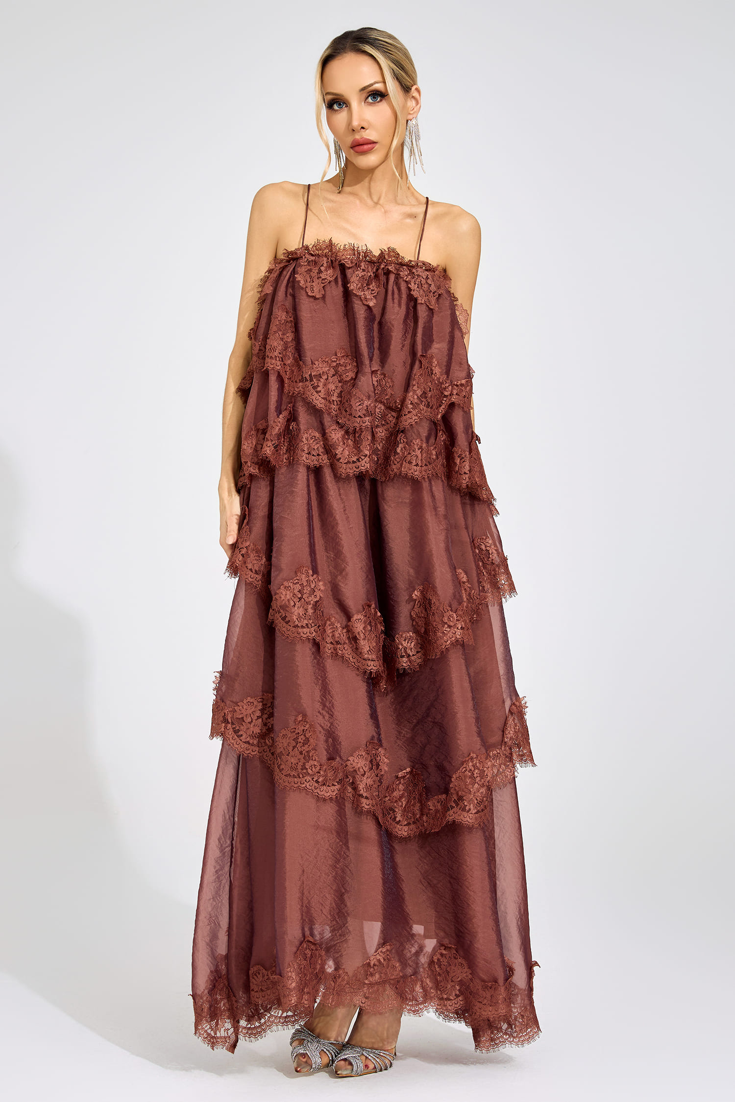 Edge Russet Lace Maxi Dress