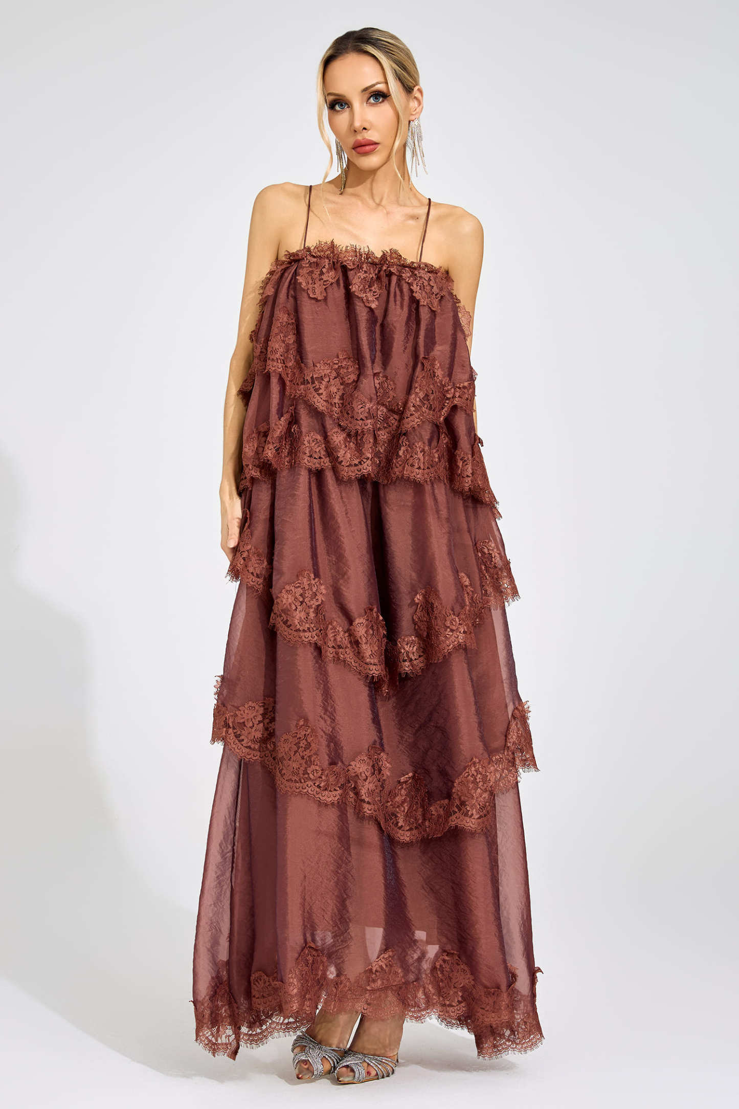 Edge Russet Lace Maxi Dress
