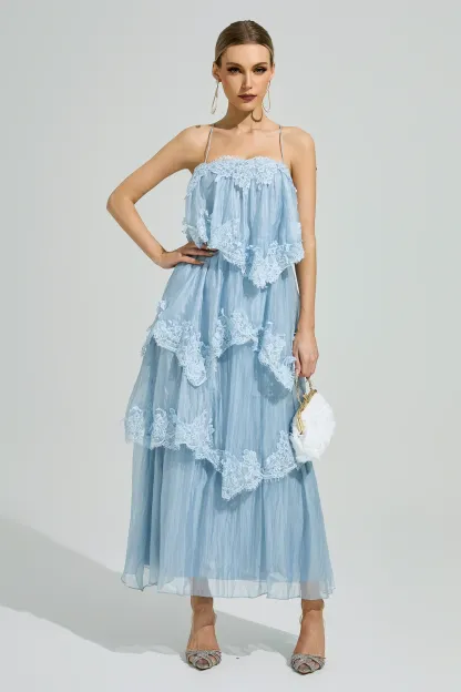 Edge Blue Lace Maxi Dress