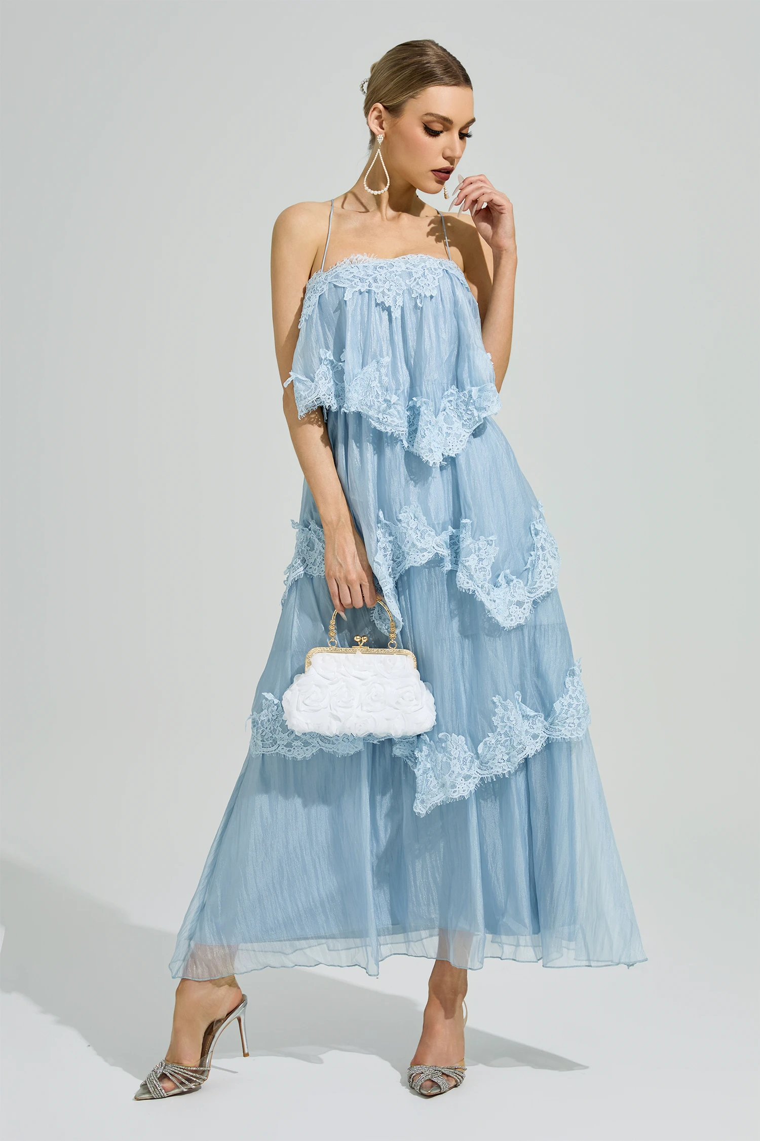 Edge Blue Lace Maxi Dress