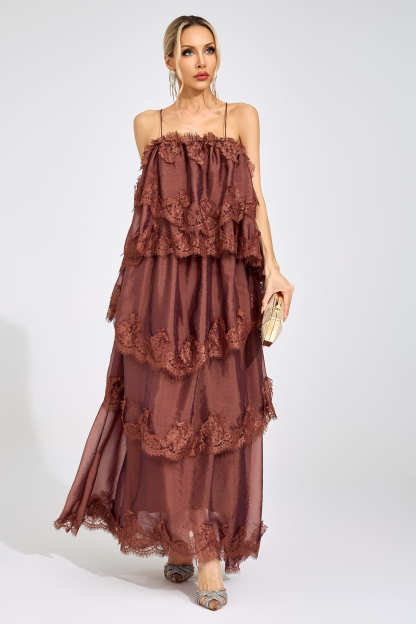 Edge Russet Lace Maxi Dress