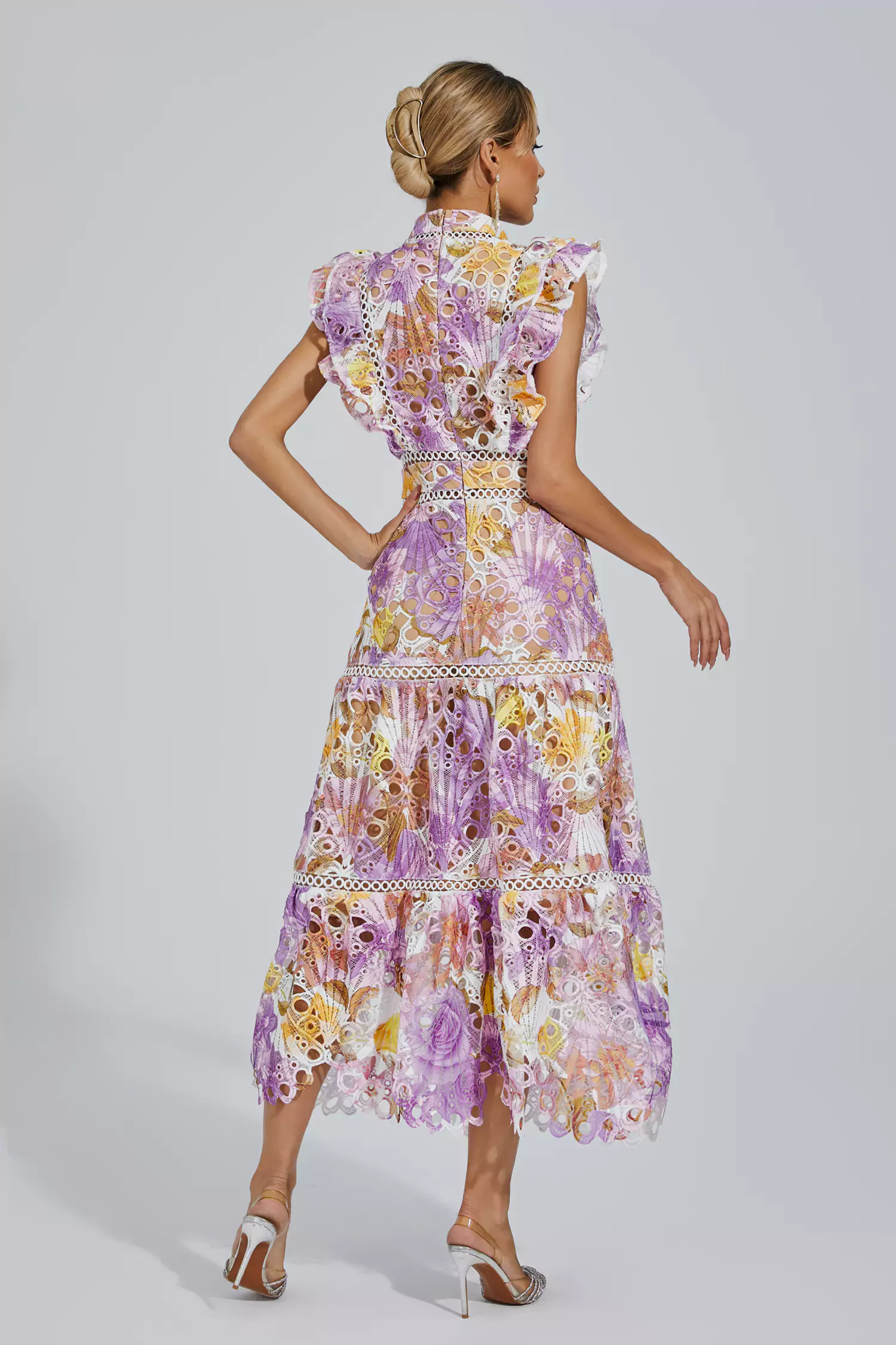 Pansy Purple  Hollow Sleeveless Midi Dress