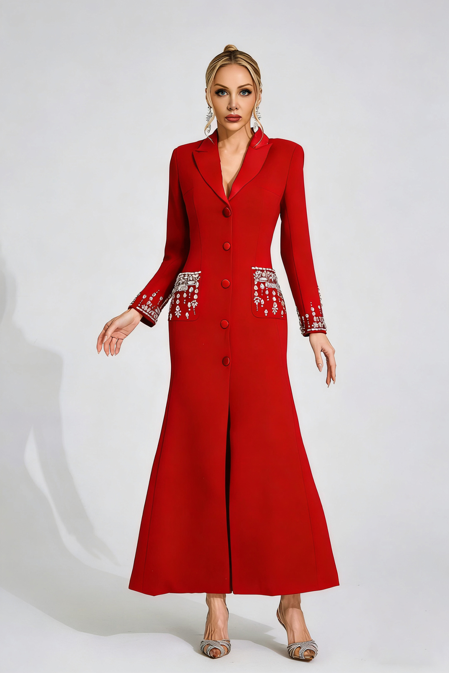 Jade Red Diamond Maxi Dress