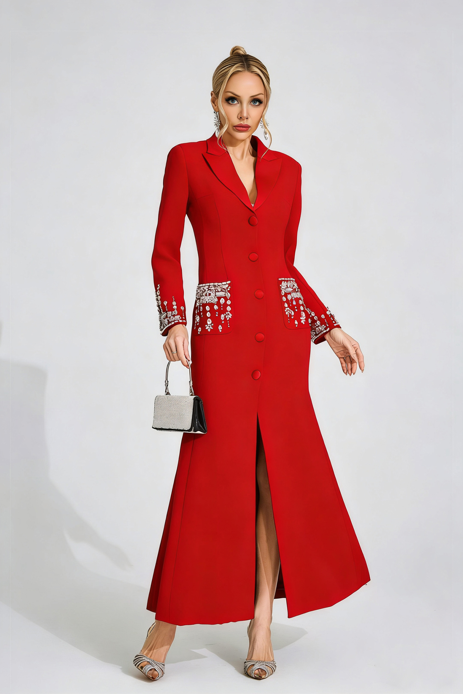 Jade Red Diamond Maxi Dress