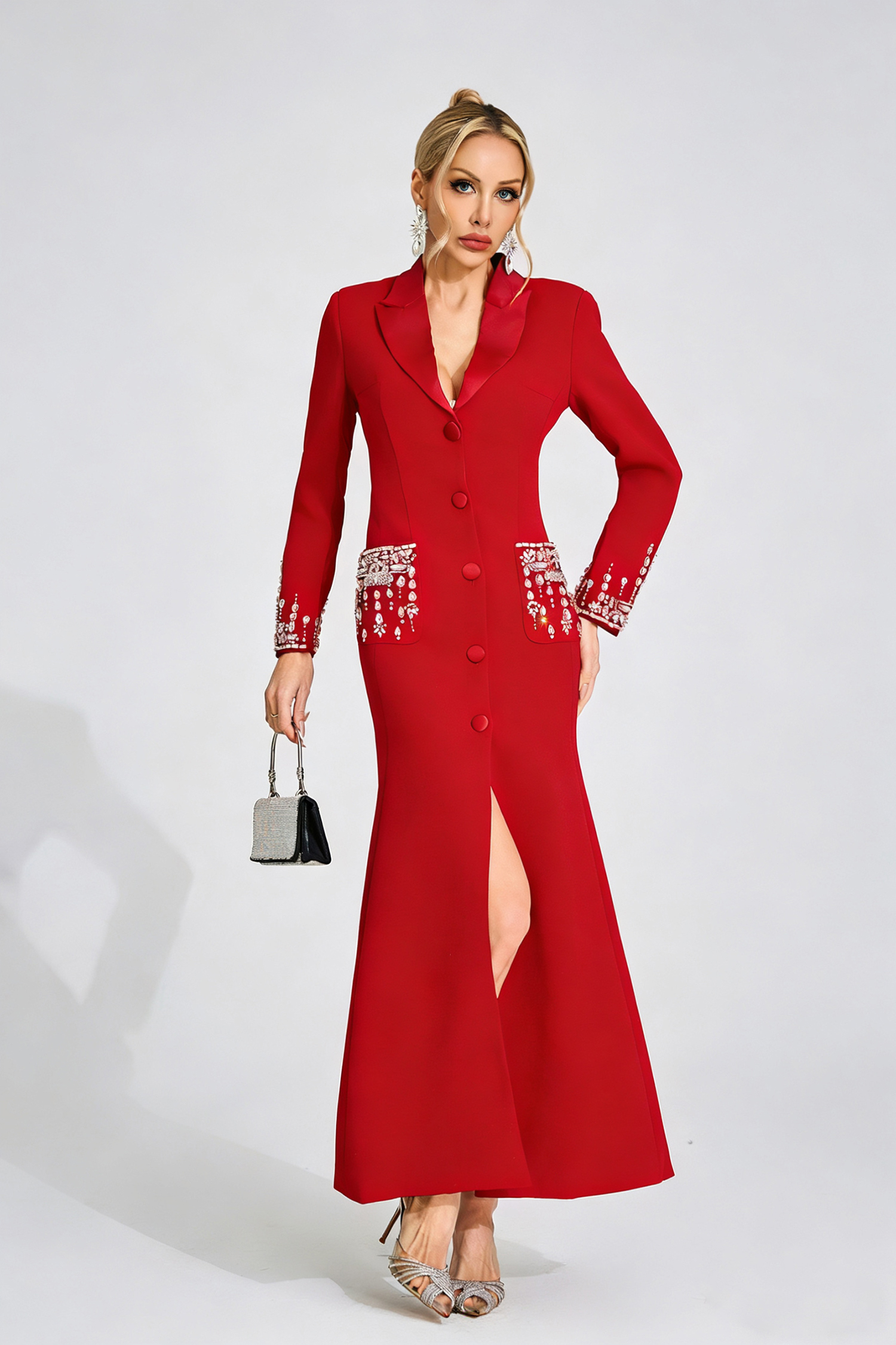 Jade Red Diamond Maxi Dress