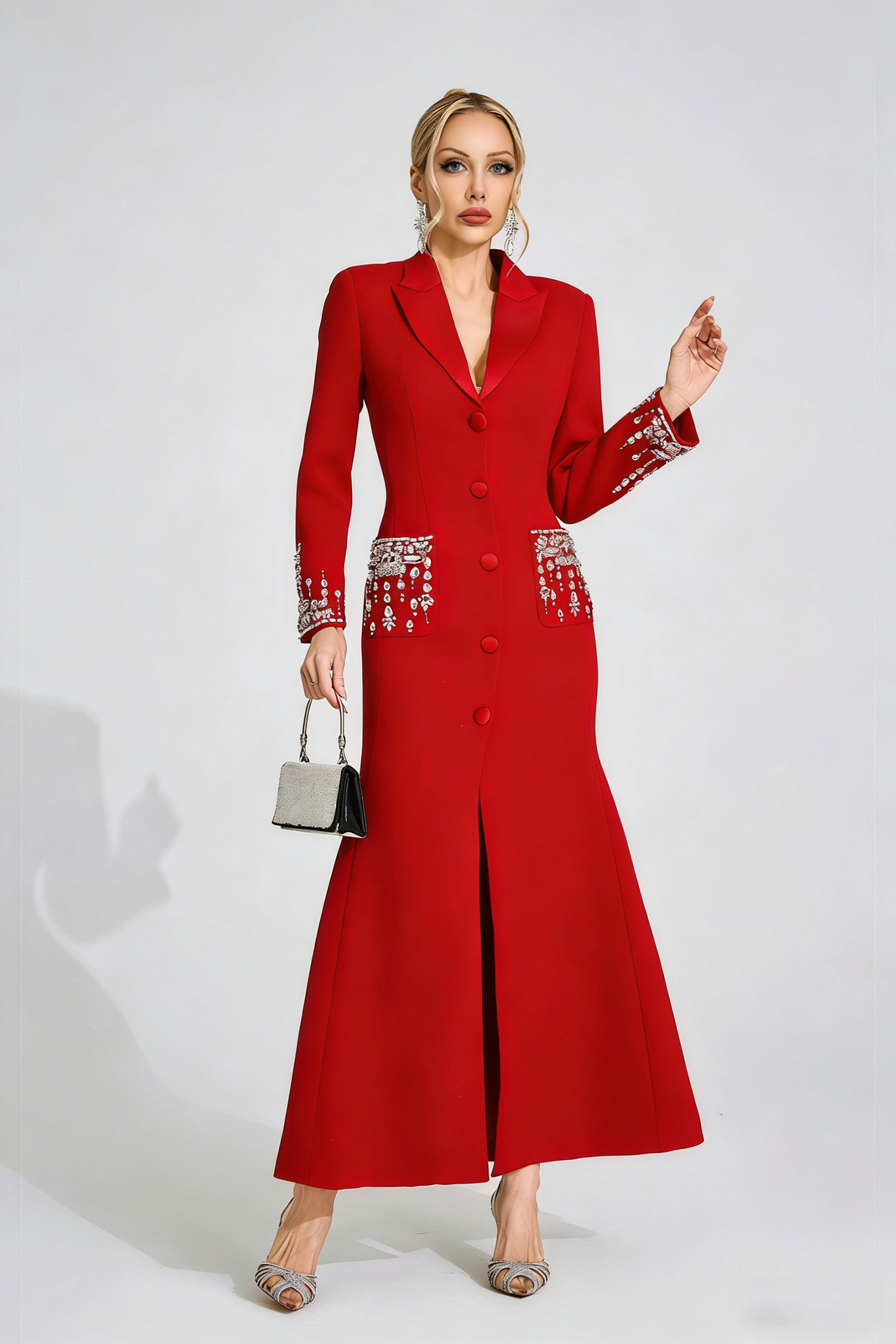 Jade Red Diamond Maxi Dress