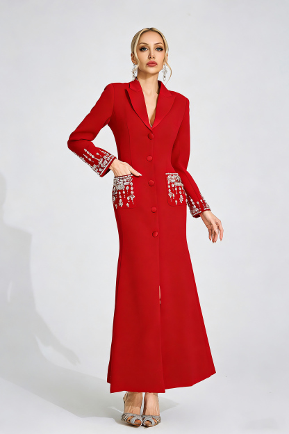 Jade Red Diamond Maxi Dress
