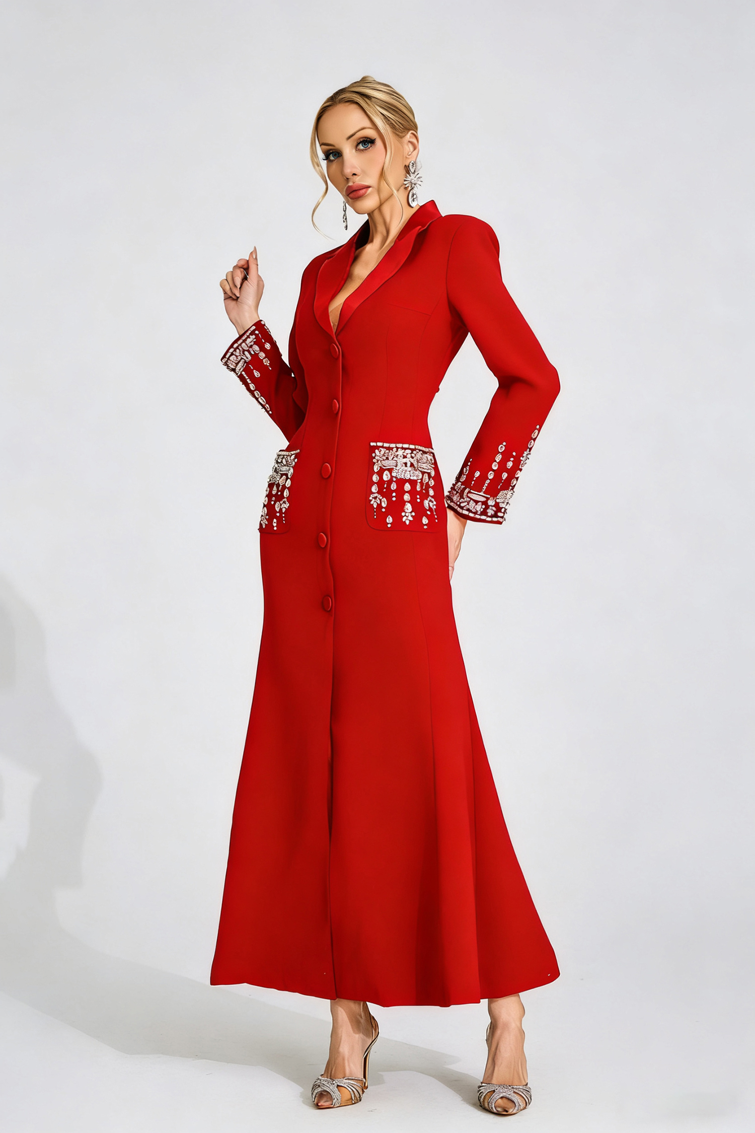 Jade Red Diamond Maxi Dress