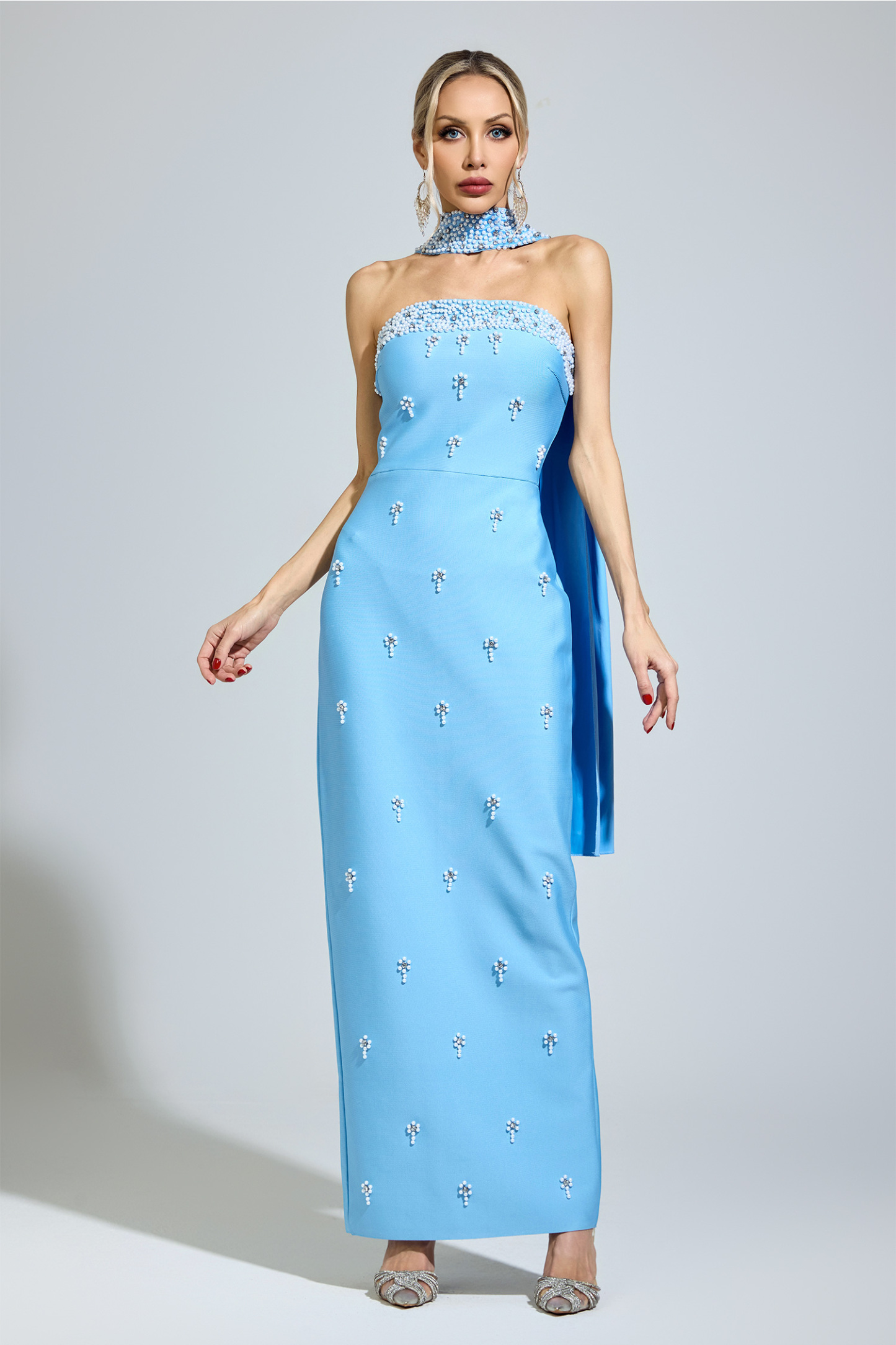 Ellison Blue Halterneck Bandage Dress