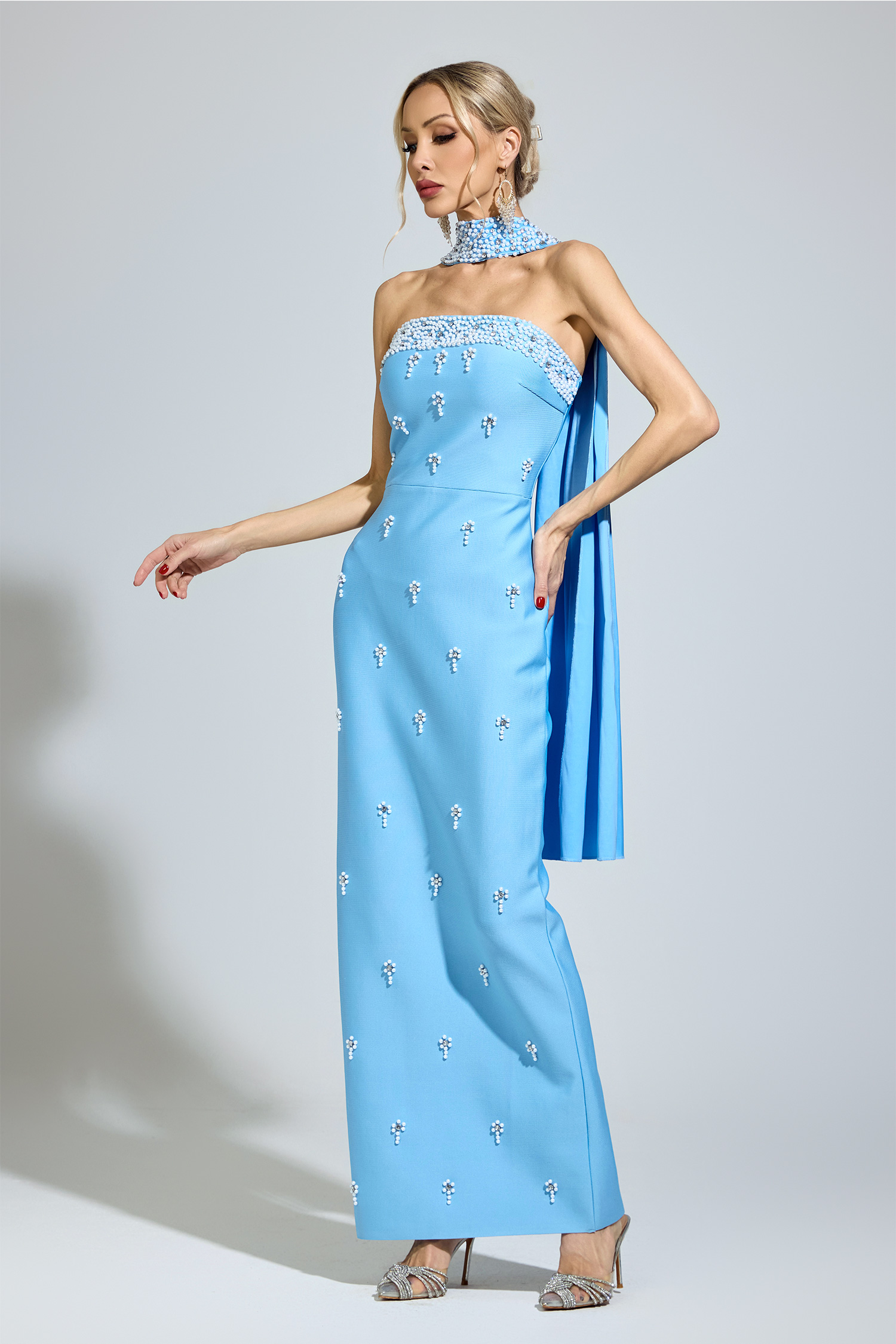 Ellison Blue Halterneck Bandage Dress