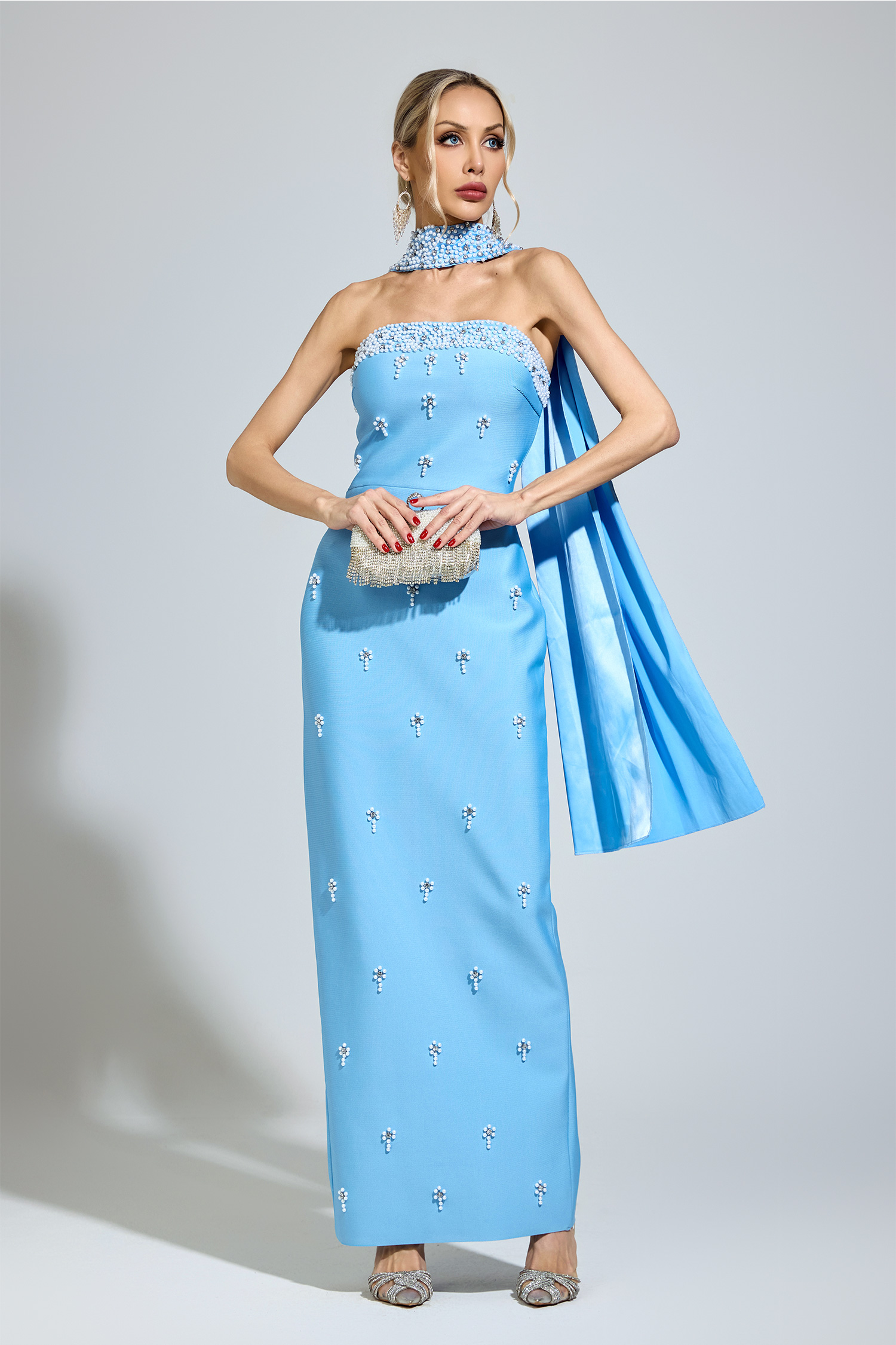 Ellison Blue Halterneck Bandage Dress