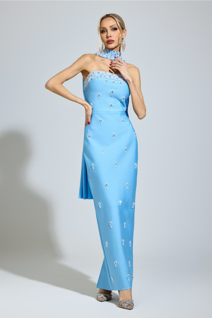 Ellison Blue Halterneck Bandage Dress