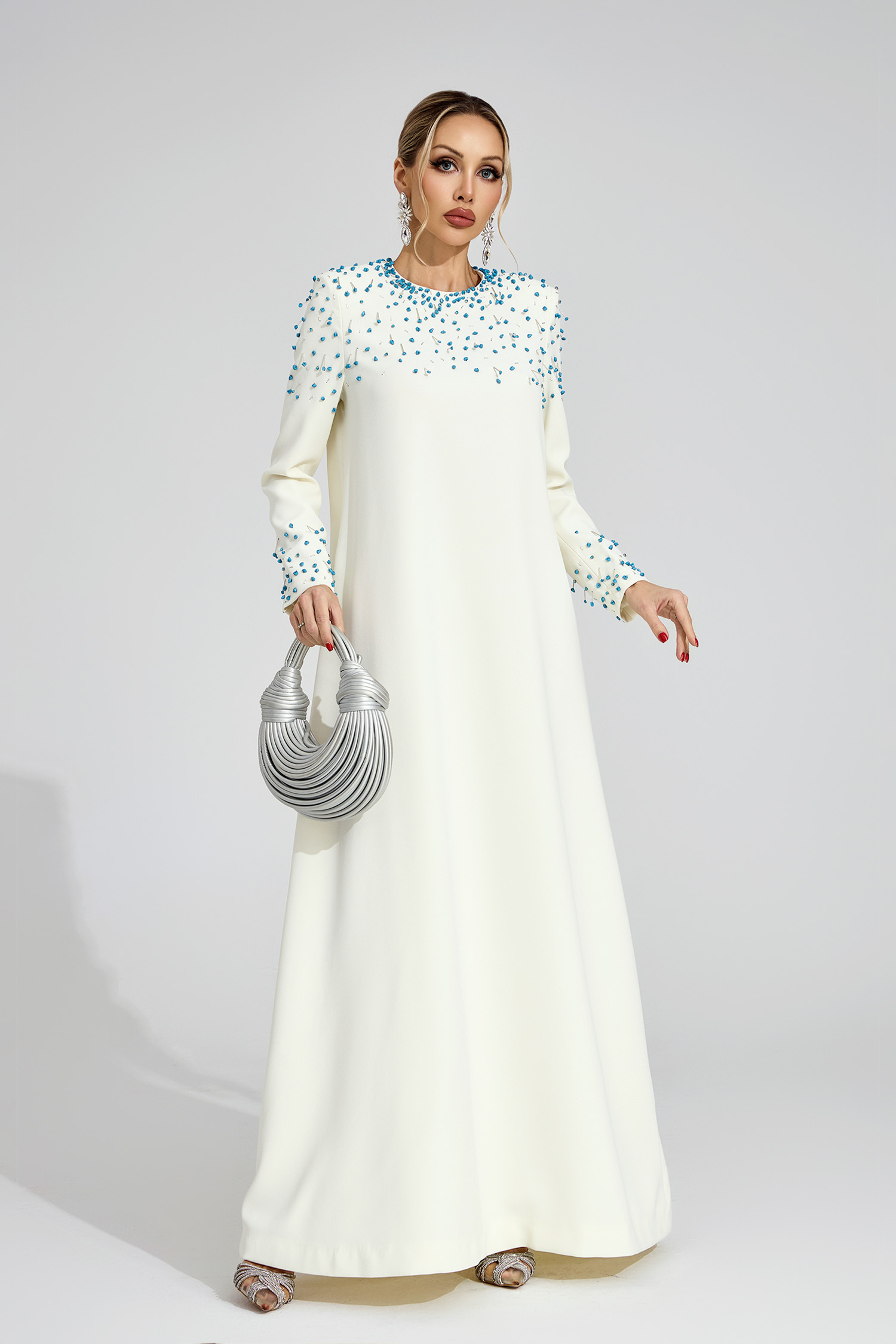 Grace Apricot Beaded Maxi Dress