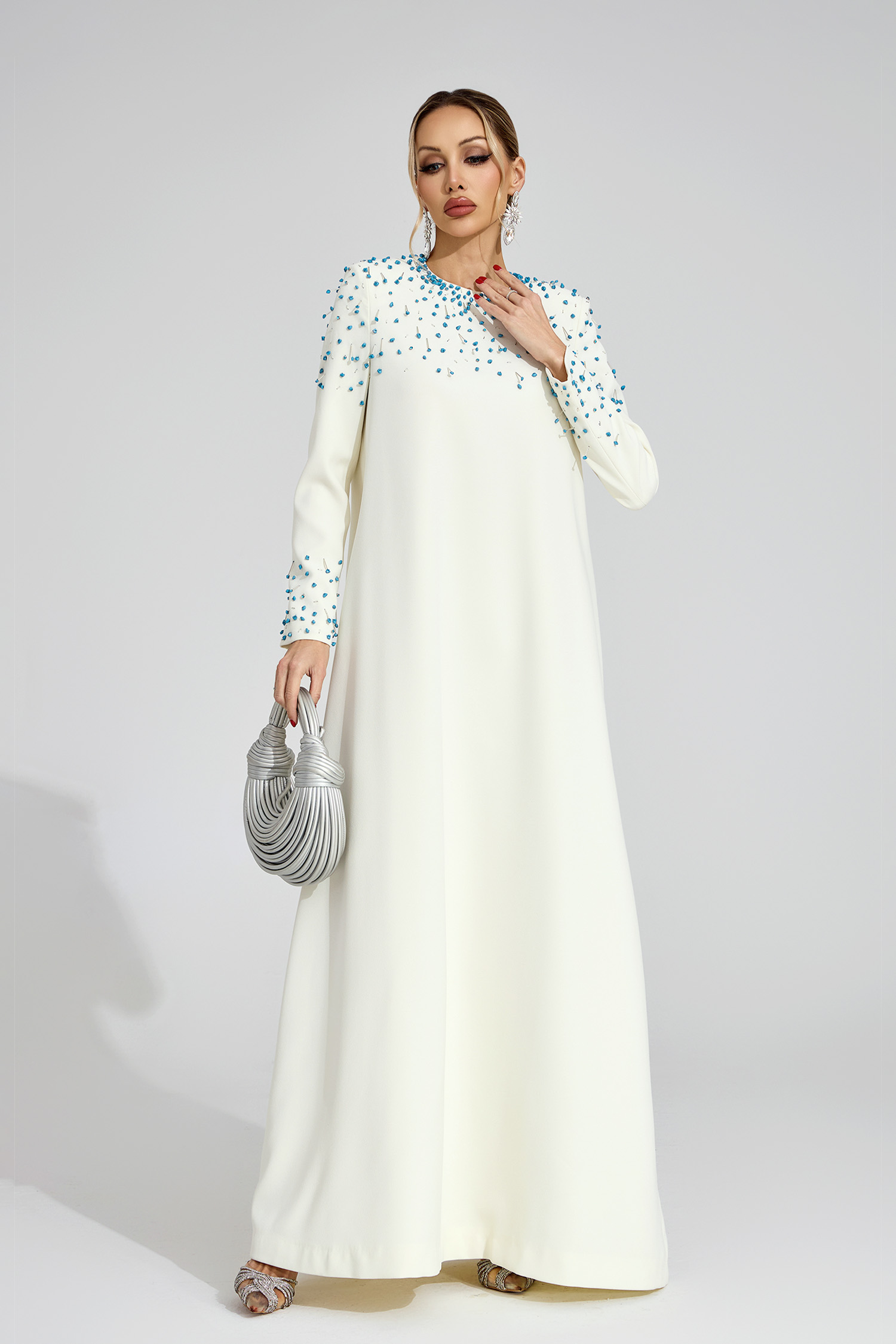 Grace Apricot Beaded Maxi Dress