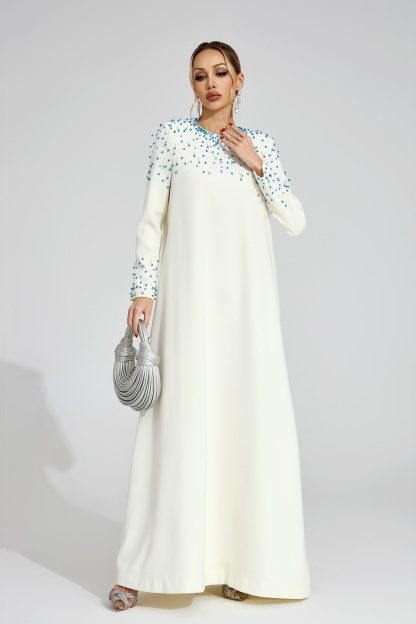 Grace Apricot Beaded Maxi Dress