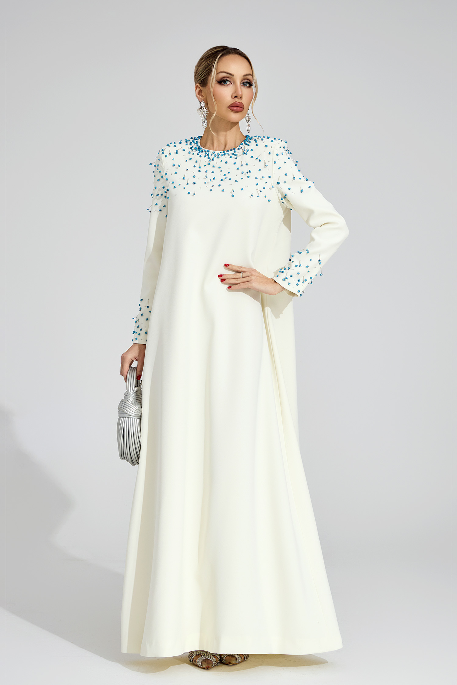 Grace Apricot Beaded Maxi Dress