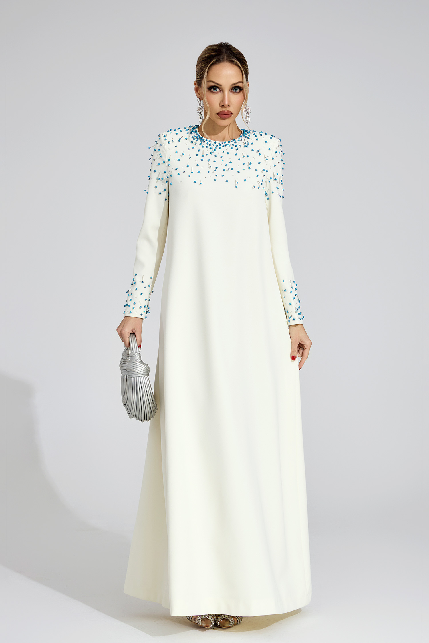 Grace Apricot Beaded Maxi Dress