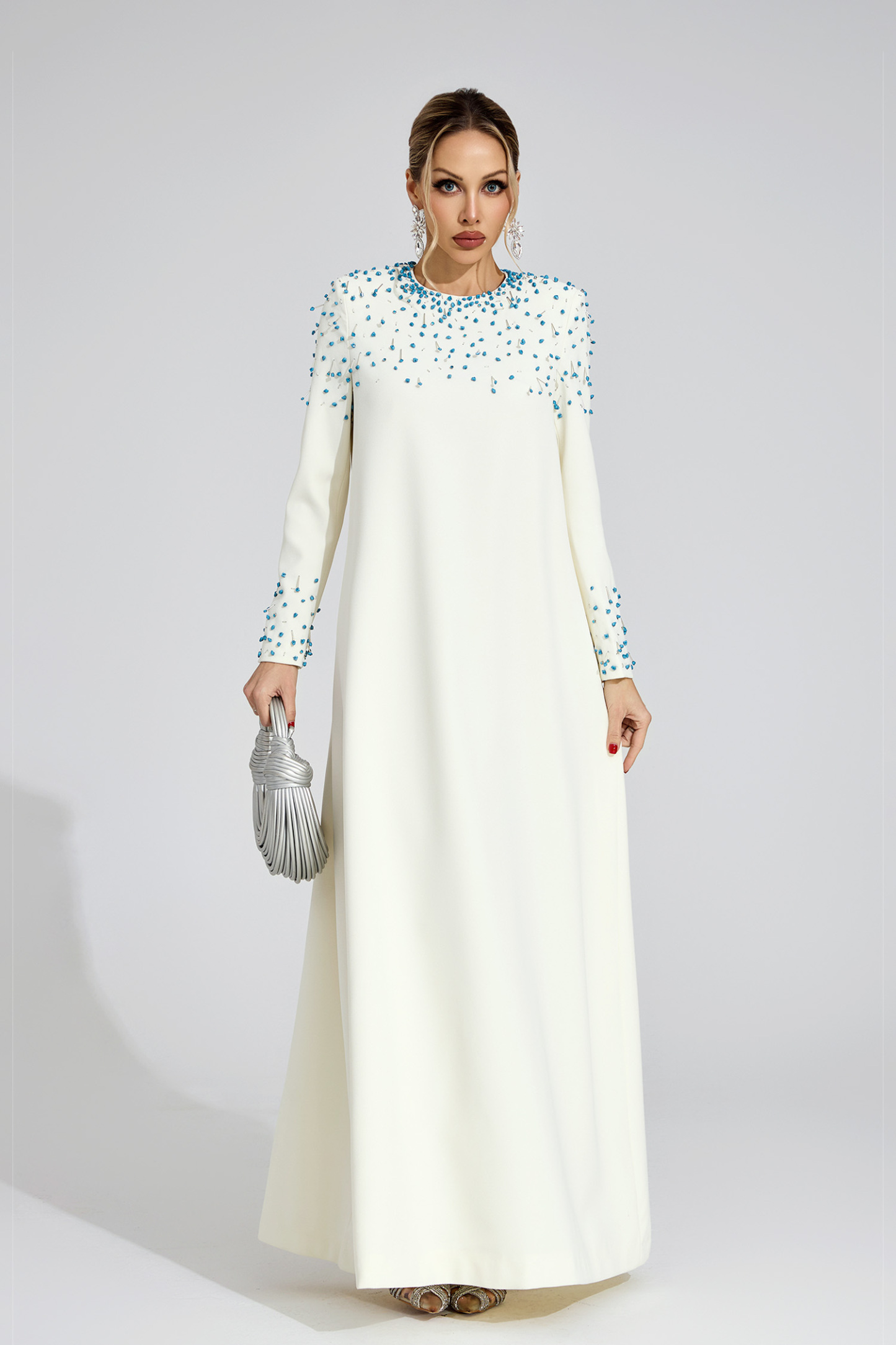Grace Apricot Beaded Maxi Dress