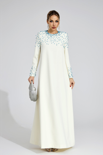 Grace Apricot Beaded Maxi Dress
