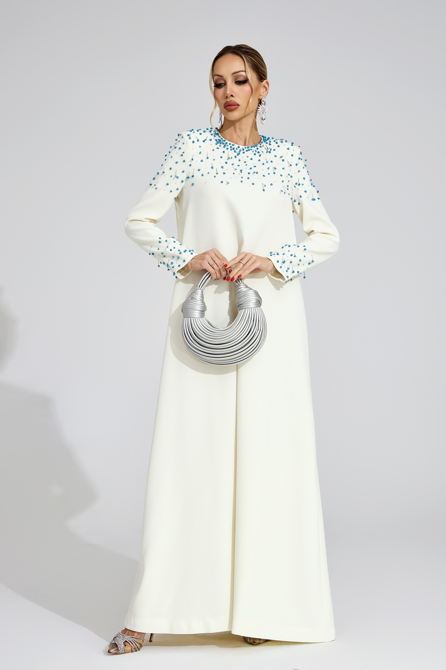 Grace Apricot Beaded Maxi Dress