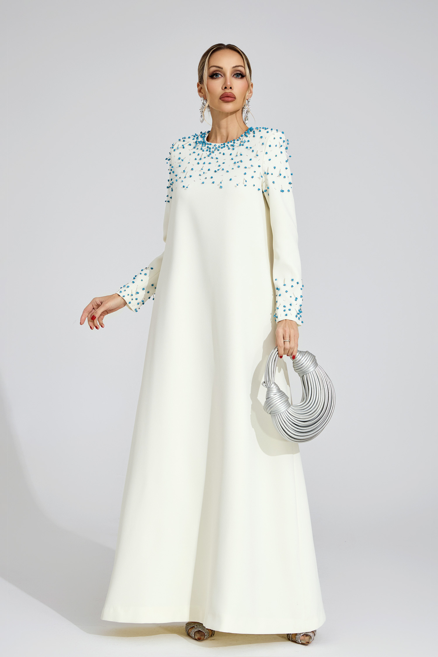 Grace Apricot Beaded Maxi Dress