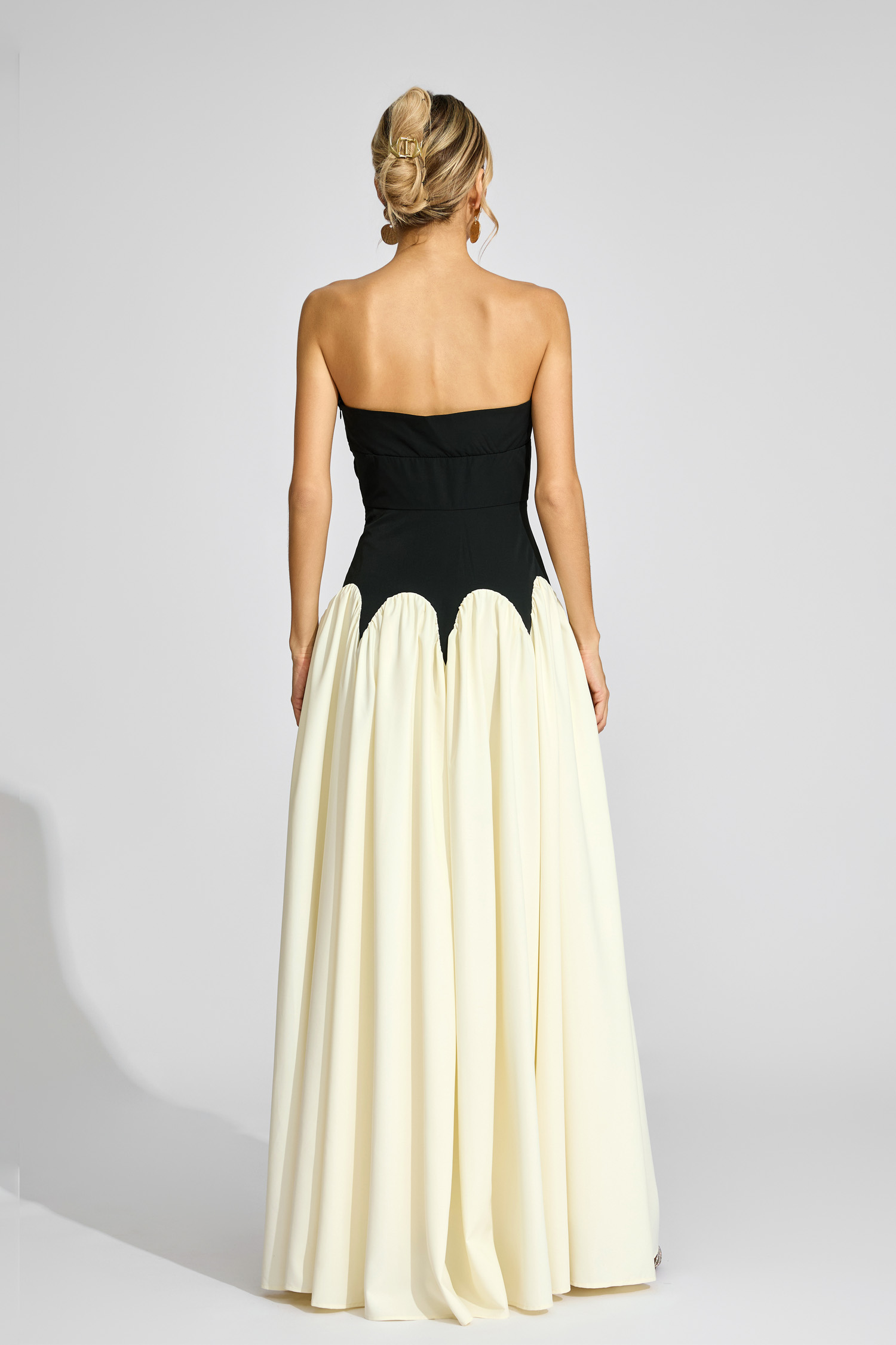 Alcott Black White Contrast Strapless Dress