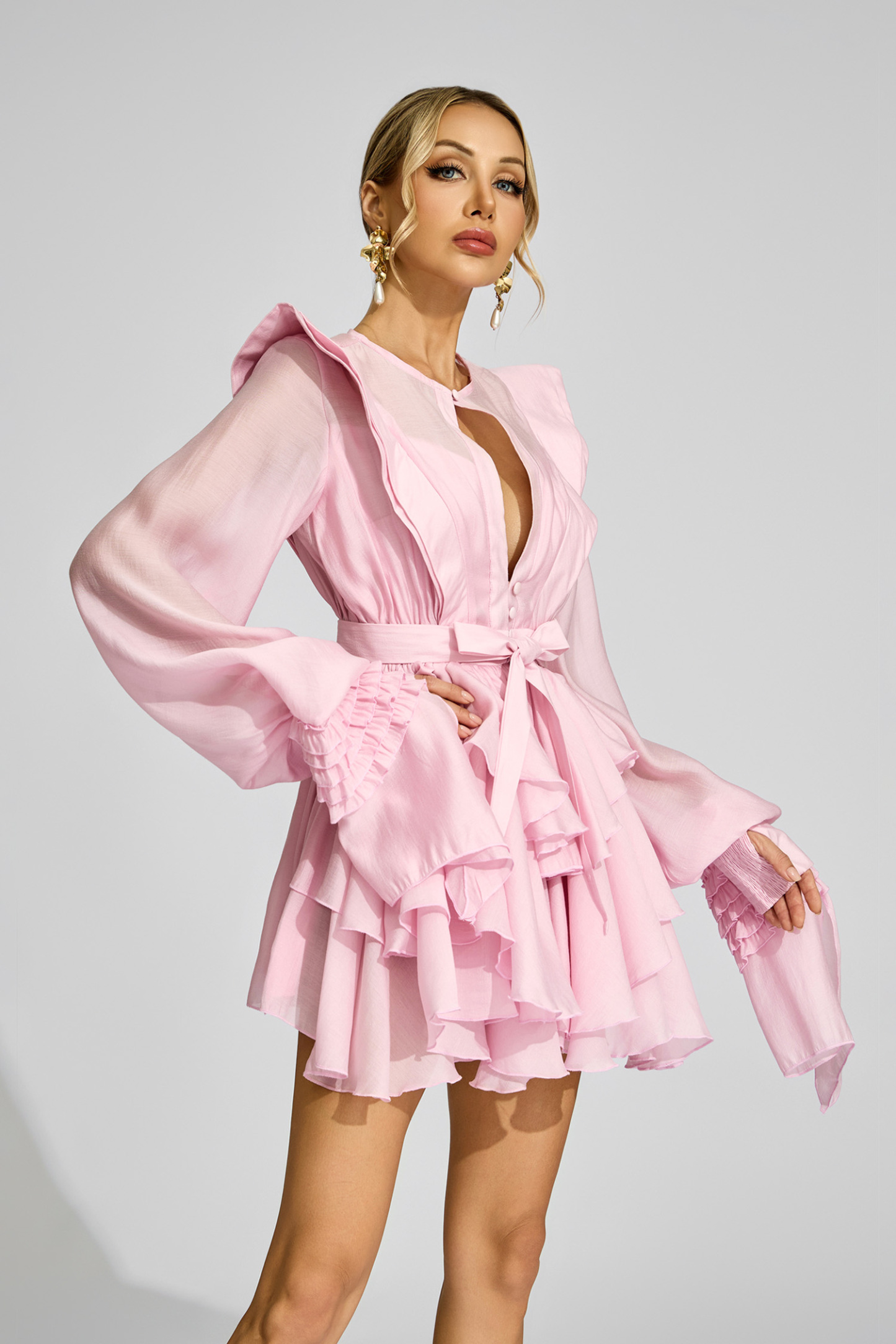 Dorothea Pink Ruffled Dress