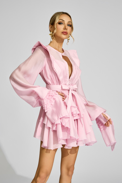 Dorothea Pink Ruffled Dress