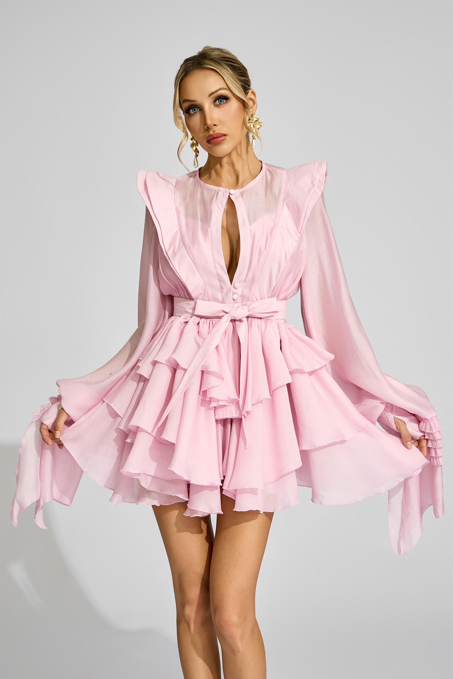Dorothea Pink Ruffled Dress
