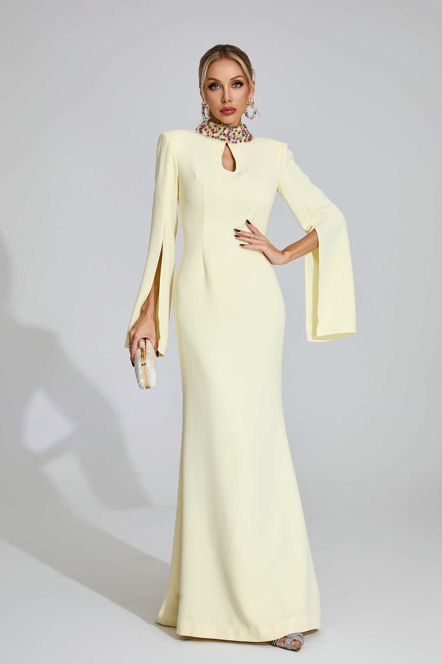 Heath Light Yellow Diamond Maxi Dress