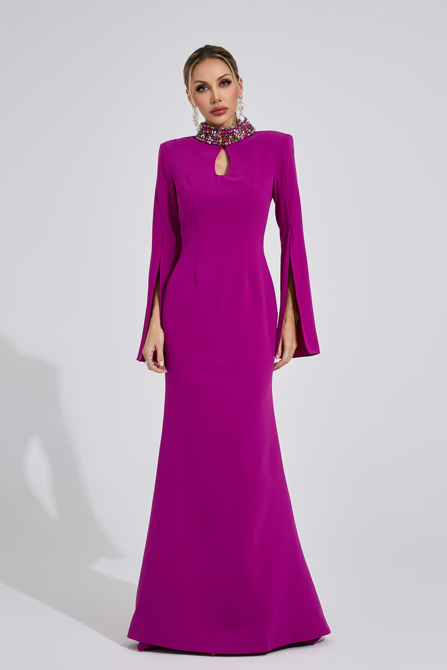 Heath Purple Red Diamond Maxi Dress