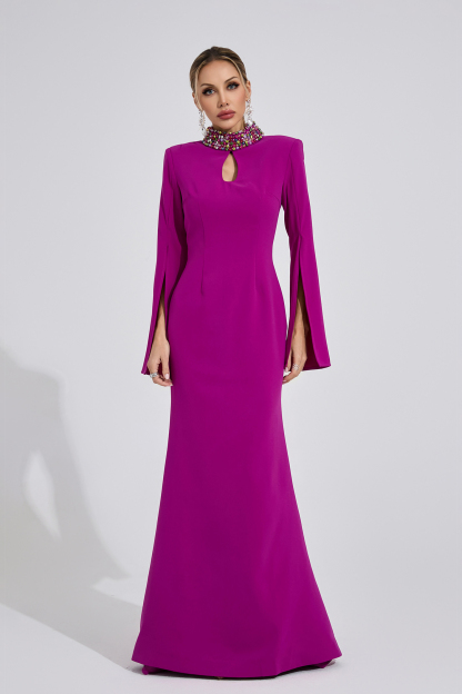 Heath Purple Red Diamond Maxi Dress