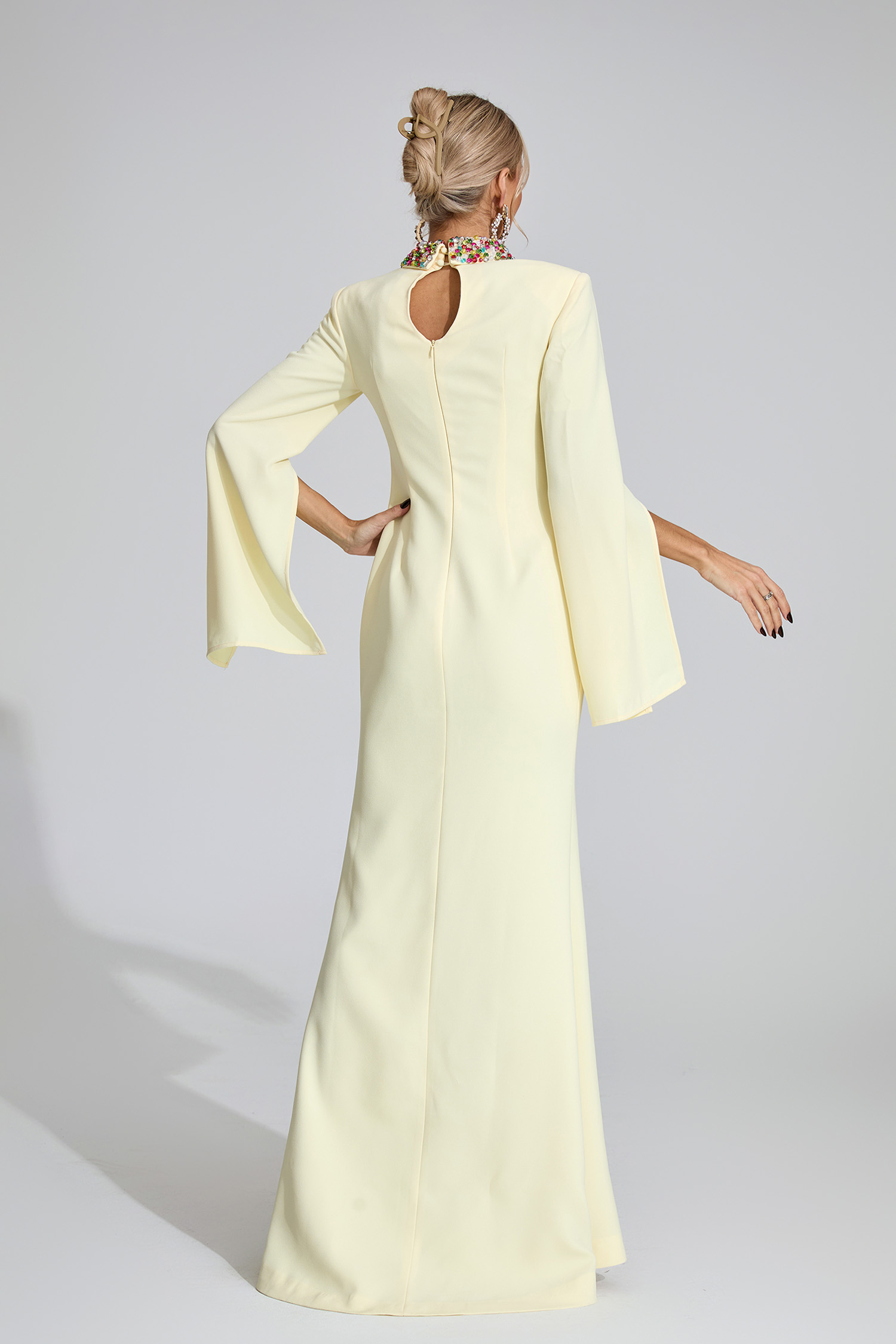 Heath Light Yellow Diamond Maxi Dress