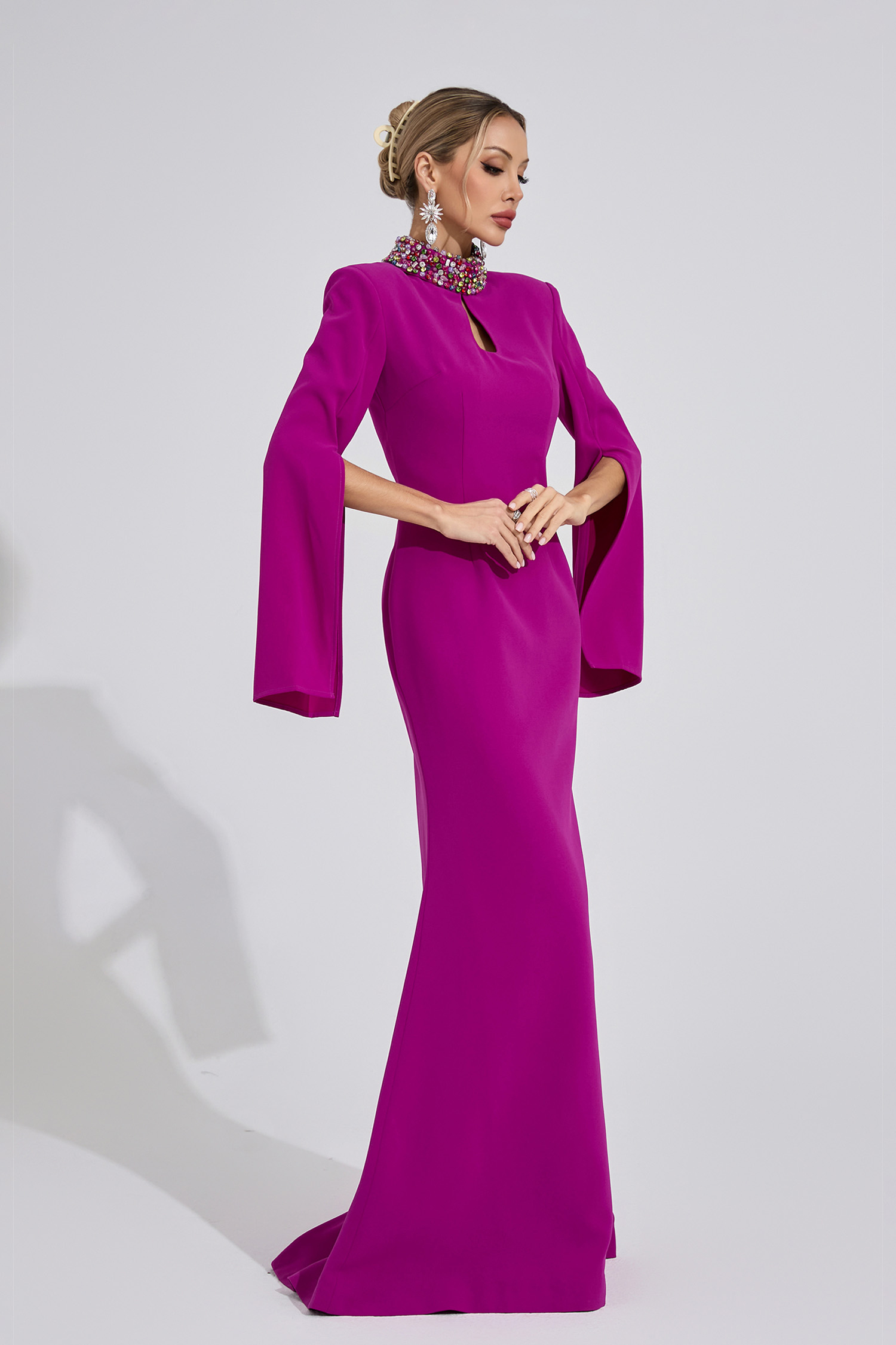 Heath Purple Red Diamond Maxi Dress