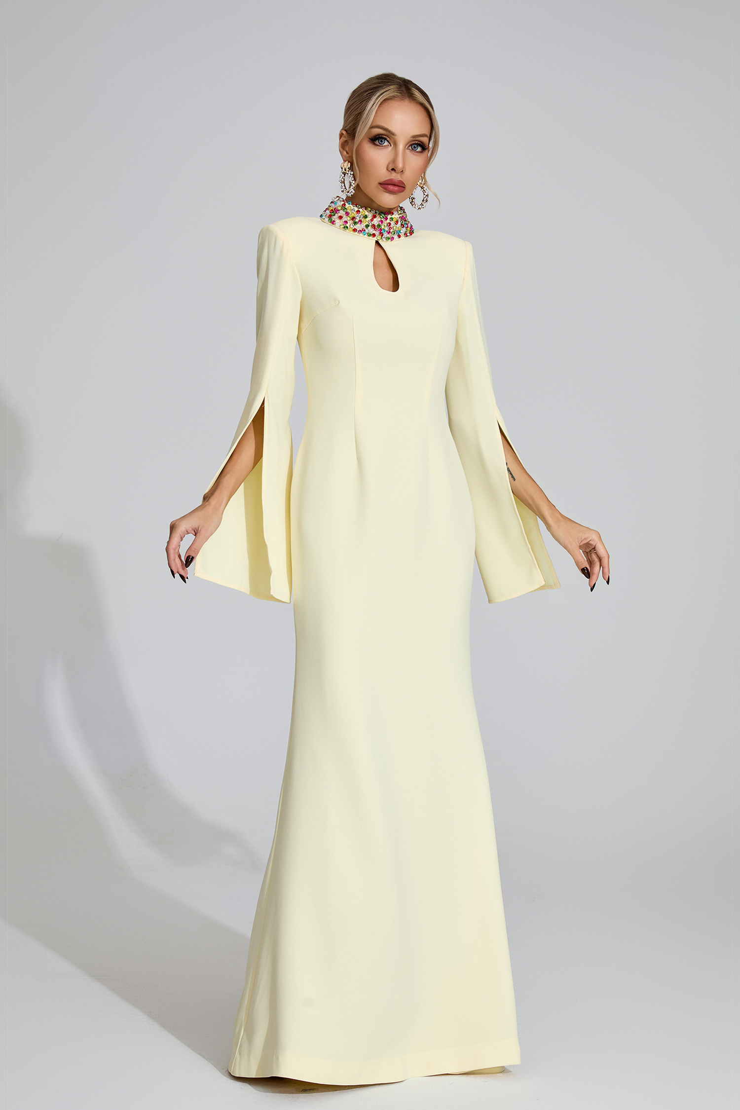 Heath Light Yellow Diamond Maxi Dress