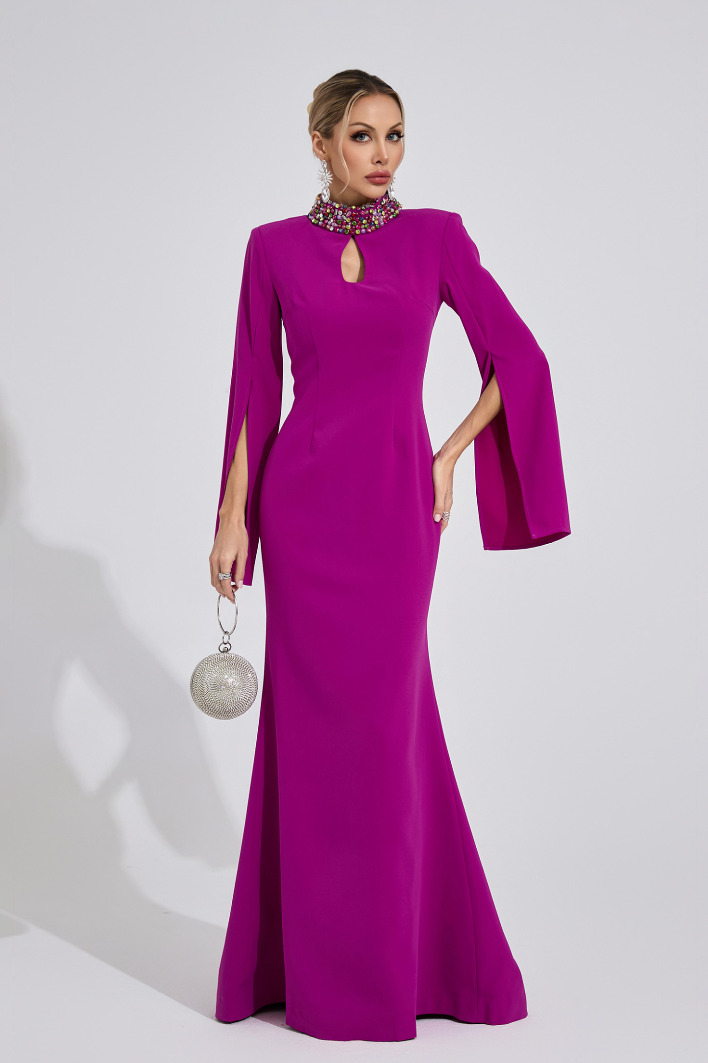 Heath Purple Red Diamond Maxi Dress