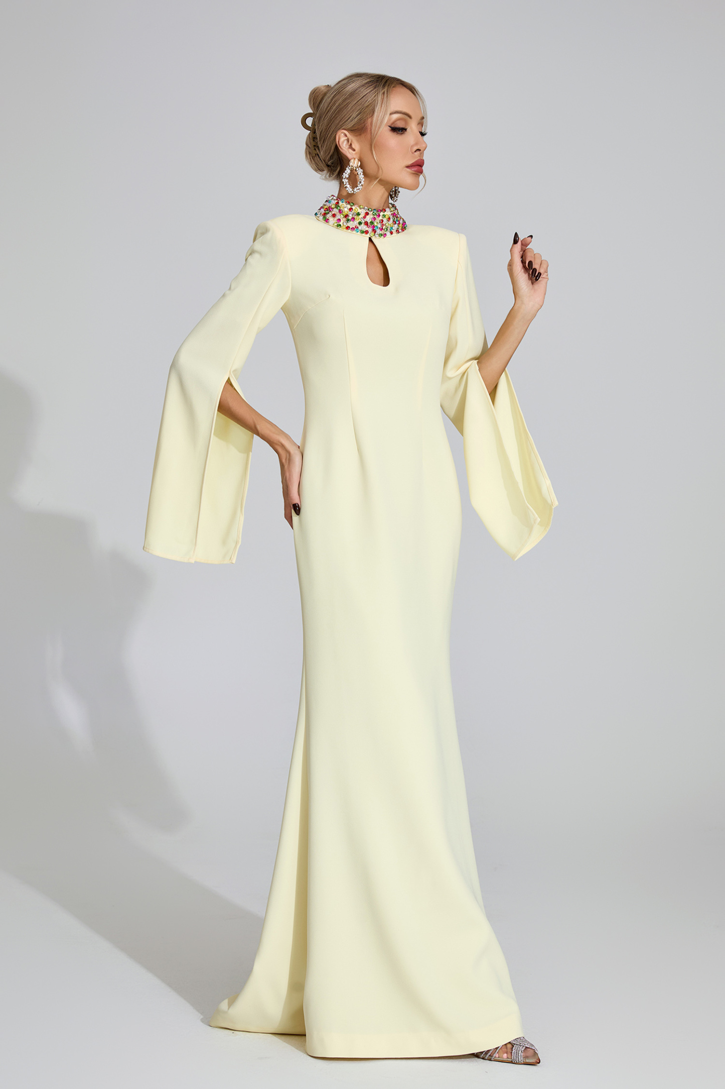 Heath Light Yellow Diamond Maxi Dress
