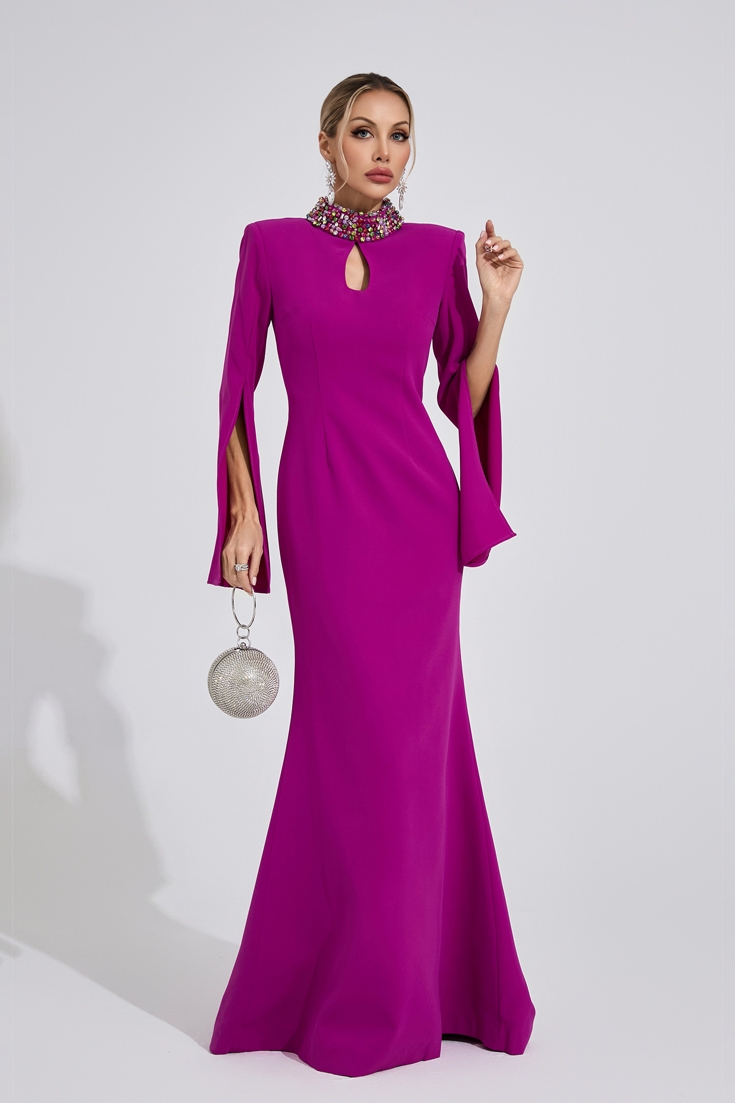 Heath Purple Red Diamond Maxi Dress