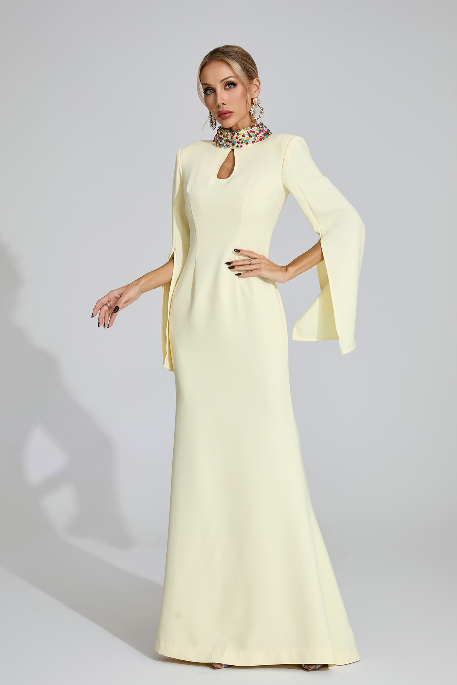 Heath Light Yellow Diamond Maxi Dress