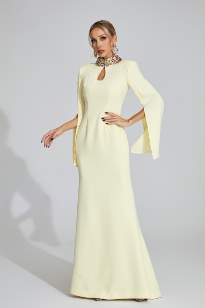 Heath Light Yellow Diamond Maxi Dress